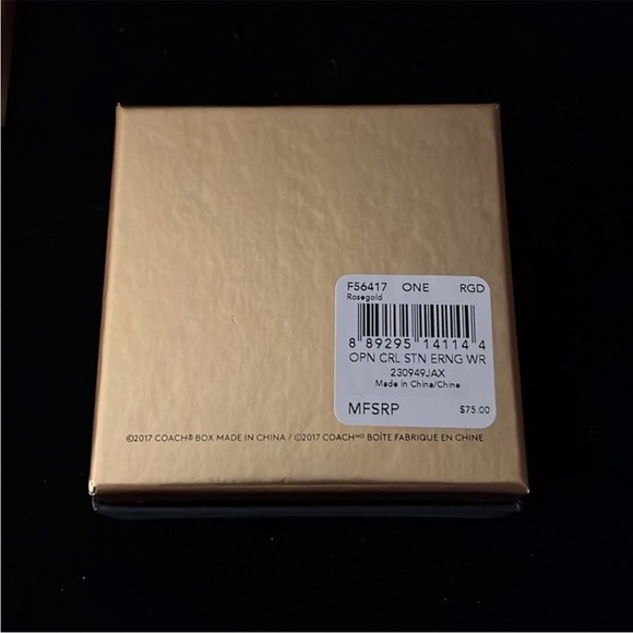 Coach Open Circle Stone Earrings On Wire In Rose Gold - Picture 7 of 7